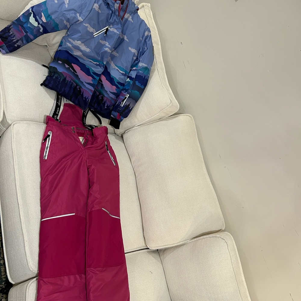 Colorful Winter Jacket and Pink Snow Pants